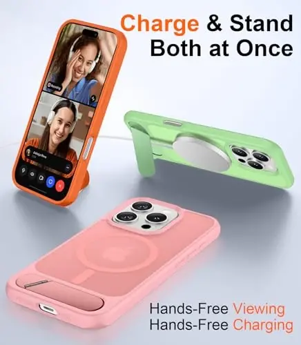 Temdan Magnetic Compatible with iPhone 16 Pro Case, [Built-in Invisible Kickstand][Compatible with MagSafe][Military Grade Shockproof] Slim Translucent Matte Phone Case for iPhone 16 Pro 6.3