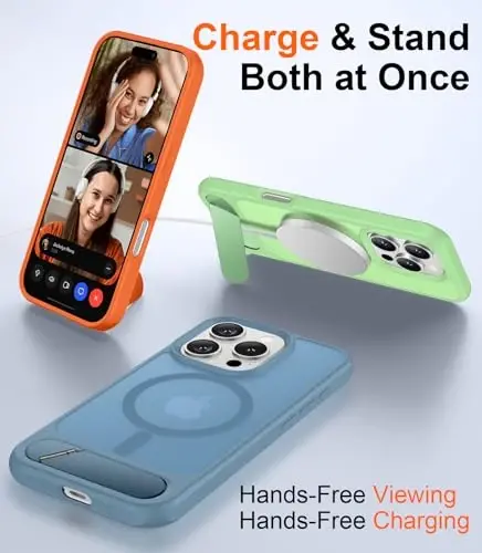 Temdan Magnetic Compatible with iPhone 16 Pro Case, [Built-in Invisible Kickstand][Compatible with MagSafe][Military Grade Shockproof] Slim Translucent Matte Phone Case for iPhone 16 Pro 6.3