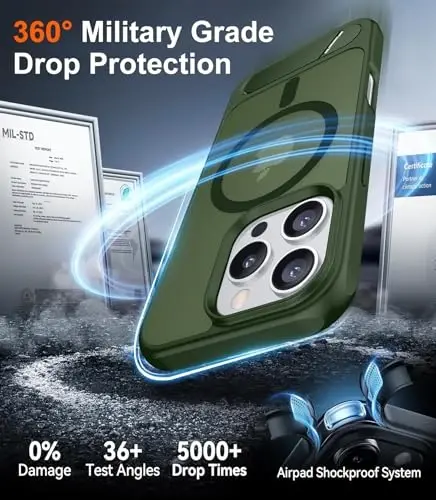 Temdan Magnetic Compatible with iPhone 16 Pro Case, [Built-in Invisible Kickstand][Compatible with MagSafe][Military Grade Shockproof] Slim Translucent Matte Phone Case for iPhone 16 Pro 6.3