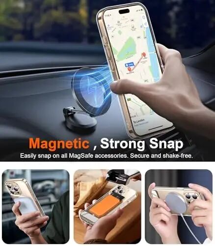 Temdan Magnetic Compatible with iPhone 16 Pro Max Case, [Built-in Invisible Kickstand][Compatible with MagSafe] [Military Grade Shockproof] Slim Thin Phone Case for iPhone 16 Pro Max 6.9