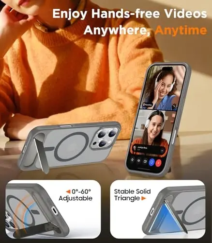 Temdan Magnetic Compatible with iPhone 16 Pro Max Case, [Built-in Invisible Kickstand][Compatible with MagSafe] [Military Grade Shockproof] Slim Translucent Matte Phone Case for iPhone 16 Pro Max 6.9