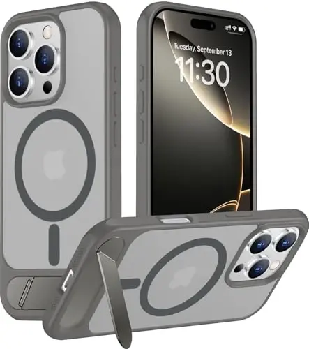Temdan Magnetic Compatible with iPhone 16 Pro Max Case, [Built-in Invisible Kickstand][Compatible with MagSafe] [Military Grade Shockproof] Slim Translucent Matte Phone Case for iPhone 16 Pro Max 6.9