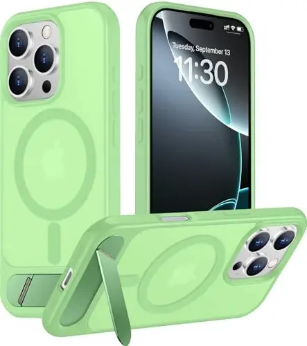 Temdan Magnetic Compatible with iPhone 16 Pro Max Case, [Built-in Invisible Kickstand][Compatible with MagSafe][Military Grade Shockproof] Slim Translucent Matte Phone Case for iPhone 16 Pro Max 6.9