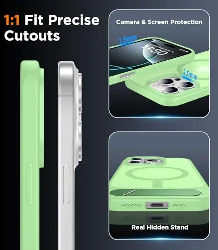Temdan Magnetic Compatible with iPhone 16 Pro Max Case, [Built-in Invisible Kickstand][Compatible with MagSafe][Military Grade Shockproof] Slim Translucent Matte Phone Case for iPhone 16 Pro Max 6.9