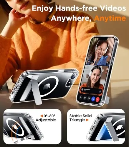 Temdan Magnetic Compatible with iPhone 16E Case, [Built-in Invisible Kickstand][Compatible with MagSafe][Military Grade Shockproof] Slim Thin Phone Case for iPhone 16E 6.1