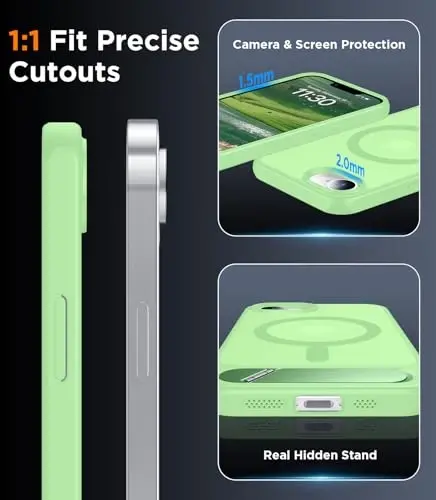 Temdan Magnetic Compatible with iPhone 16E Case, [Built-in Invisible Kickstand][Compatible with MagSafe][Military Grade Shockproof] Slim Translucent Matte Case for iPhone 16E 6.1