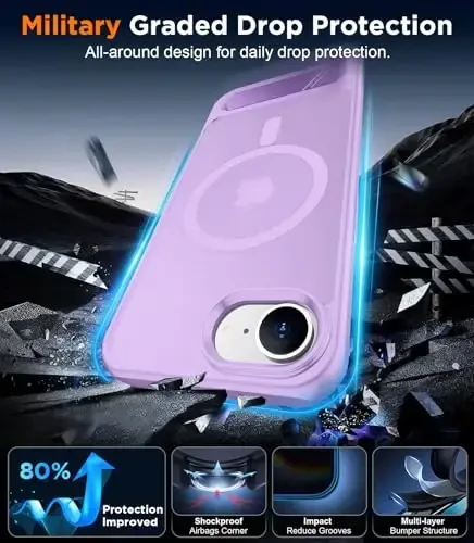 Temdan Magnetic Compatible with iPhone 16E Case, [Built-in Invisible Kickstand][Compatible with MagSafe][Military Grade Shockproof] Slim Translucent Matte Case for iPhone 16E 6.1