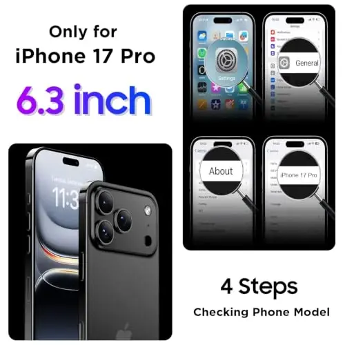Temdan Magnetic Compatible with iPhone 17 Pro Case,Waterproof Built-in Screen & Camera Protector IP68 Underwater Full Body Military Dropproof Translucent Matte Phone Case 6.3