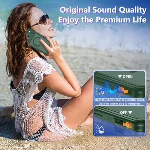 Temdan Magnetic Compatible with iPhone 17 Pro Case,Waterproof Built-in Screen & Camera Protector IP68 Underwater Full Body Military Dropproof Translucent Matte Phone Case 6.3