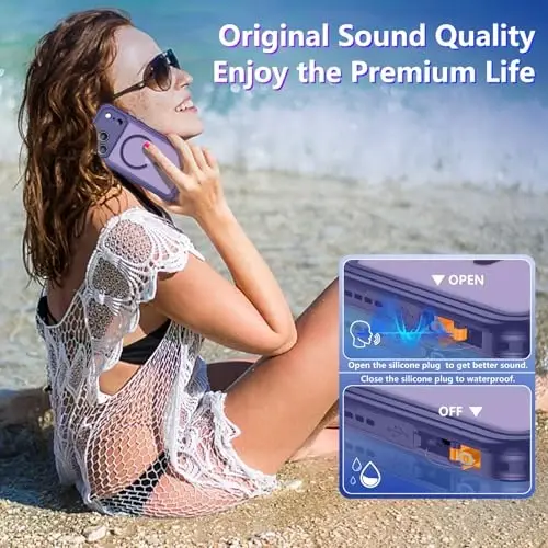Temdan Magnetic Compatible with iPhone 17 Pro Case,Waterproof Built-in Screen & Camera Protector IP68 Underwater Full Body Military Dropproof Translucent Matte Phone Case 6.3
