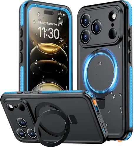 Temdan Magnetic Compatible with iPhone 17 Pro Max Case,Waterproof Built-in Screen & Camera Protector IP68 Underwater Full Body 17FT Military Dropproof Shockproof Phone Case 6.9