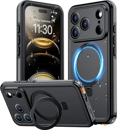 Temdan Magnetic Compatible with iPhone 17 Pro Max Case,Waterproof Built-in Screen & Camera Protector IP68 Underwater Full Body 17FT Military Dropproof Shockproof Phone Case 6.9
