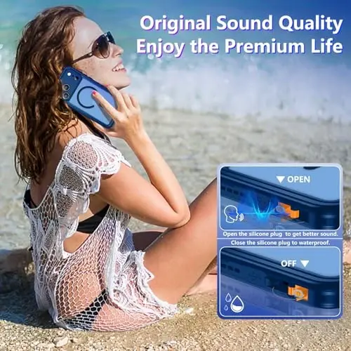 Temdan Magnetic Compatible with iPhone 17 Pro Max Case,Waterproof Built-in Screen & Camera Protector IP68 Underwater Full Body Military Dropproof Translucent Matte Phone Case 6.9