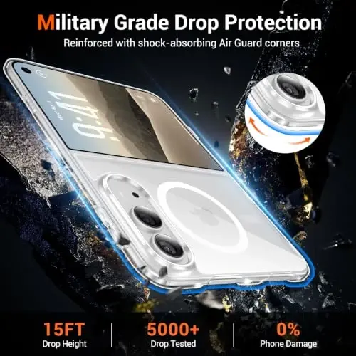 Temdan Magnetic for iPhone Duo Case, Compatible with Magsafe, Clear | Anti-Yellowing, Military-Grade Protection, Shockproof Slim Magnetic Phone Case - 4