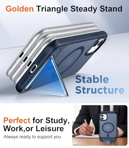 Temdan Magnetic iPhone 11 bilan mos keladigan telefon g'ilofi, [O'rnatilgan ko'rinmas tirgak][MagSafe bilan mos] [Harbiy darajadagi zarbga chidamli] Yengil shaffof matli iPhone 11 6.1