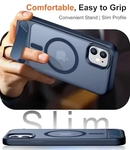 Temdan Magnetic iPhone 11 bilan mos keladigan telefon g'ilofi, [O'rnatilgan ko'rinmas tirgak][MagSafe bilan mos] [Harbiy darajadagi zarbga chidamli] Yengil shaffof matli iPhone 11 6.1