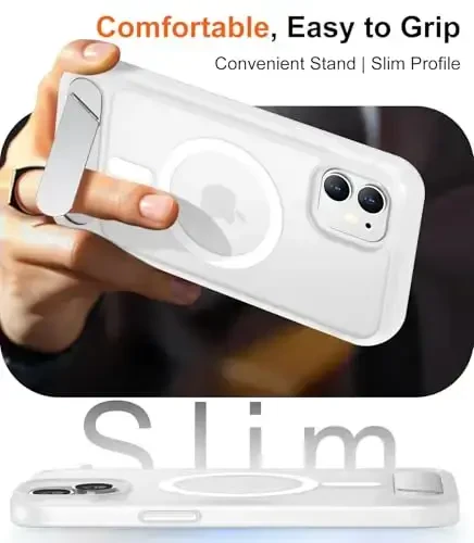 Temdan Magnetic iPhone 11 bilan mos keladigan telefon g'ilofi, [O'rnatilgan ko'rinmas tirgak][MagSafe bilan mos keladi] [Harbiy darajadagi zarbga chidamli] Yupqa shaffof matli iPhone 11 6.1