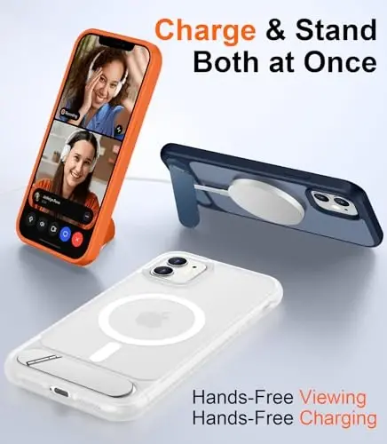 Temdan Magnetic iPhone 11 bilan mos keladigan telefon g'ilofi, [O'rnatilgan ko'rinmas tirgak][MagSafe bilan mos keladi] [Harbiy darajadagi zarbga chidamli] Yupqa shaffof matli iPhone 11 6.1