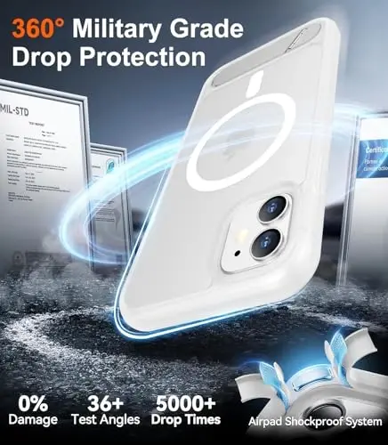 Temdan Magnetic iPhone 11 bilan mos keladigan telefon g'ilofi, [O'rnatilgan ko'rinmas tirgak][MagSafe bilan mos keladi] [Harbiy darajadagi zarbga chidamli] Yupqa shaffof matli iPhone 11 6.1