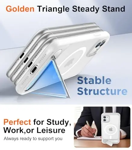 Temdan Magnetic iPhone 11 bilan mos keladigan telefon g'ilofi, [O'rnatilgan ko'rinmas tirgak][MagSafe bilan mos keladi] [Harbiy darajadagi zarbga chidamli] Yupqa shaffof matli iPhone 11 6.1