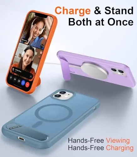 Temdan Magnetic iPhone 11 Phone Case bilan mos, [O'rnatilgan ko'rinmas tirgak] [MagSafe bilan mos] [Harbiy darajadagi zarbga chidamli] Yupqa yarim shaffof mat iPhone 11 6.1