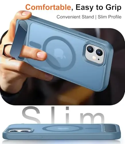 Temdan Magnetic iPhone 11 Phone Case bilan mos, [O'rnatilgan ko'rinmas tirgak] [MagSafe bilan mos] [Harbiy darajadagi zarbga chidamli] Yupqa yarim shaffof mat iPhone 11 6.1