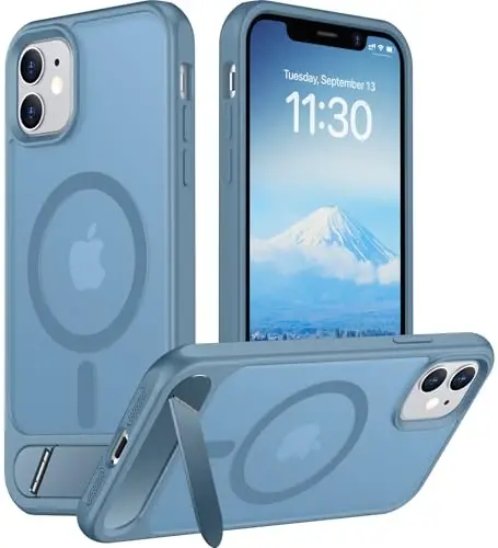 Temdan Magnetic iPhone 11 Phone Case bilan mos, [O'rnatilgan ko'rinmas tirgak] [MagSafe bilan mos] [Harbiy darajadagi zarbga chidamli] Yupqa yarim shaffof mat iPhone 11 6.1