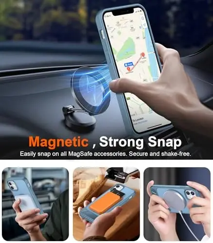 Temdan Magnetic iPhone 11 Phone Case bilan mos, [O'rnatilgan ko'rinmas tirgak] [MagSafe bilan mos] [Harbiy darajadagi zarbga chidamli] Yupqa yarim shaffof mat iPhone 11 6.1