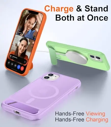 Temdan Magnetic iPhone 11 Phone Case bilan mos, [O'rnatilgan Ko'rinmas Tirgak] [MagSafe bilan mos] [Harbiy Standartga Chidamli Zarba o'tkazmaydigan] Yengil Shaffof Mat iPhone 11 6.1