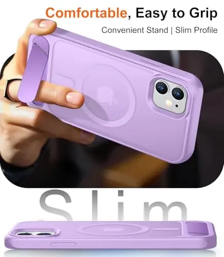 Temdan Magnetic iPhone 11 Phone Case bilan mos, [O'rnatilgan Ko'rinmas Tirgak] [MagSafe bilan mos] [Harbiy Standartga Chidamli Zarba o'tkazmaydigan] Yengil Shaffof Mat iPhone 11 6.1