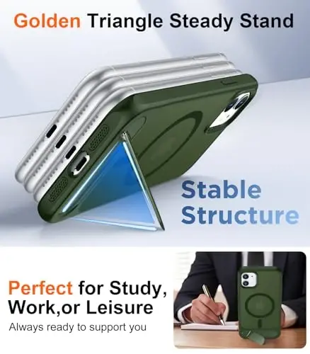 Temdan Magnetic iPhone 11 Phone Case bilan mos, [O'rnatilgan ko'rinmas tirgak][MagSafe bilan mos] [Harbiy darajadagi zarbaga chidamli] Yupqa yarim shaffof matli iPhone 11 6.1