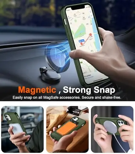 Temdan Magnetic iPhone 11 Phone Case bilan mos, [O'rnatilgan ko'rinmas tirgak][MagSafe bilan mos] [Harbiy darajadagi zarbaga chidamli] Yupqa yarim shaffof matli iPhone 11 6.1