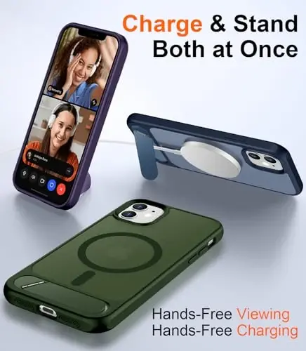 Temdan Magnetic iPhone 11 Phone Case bilan mos, [O'rnatilgan ko'rinmas tirgak][MagSafe bilan mos] [Harbiy darajadagi zarbaga chidamli] Yupqa yarim shaffof matli iPhone 11 6.1