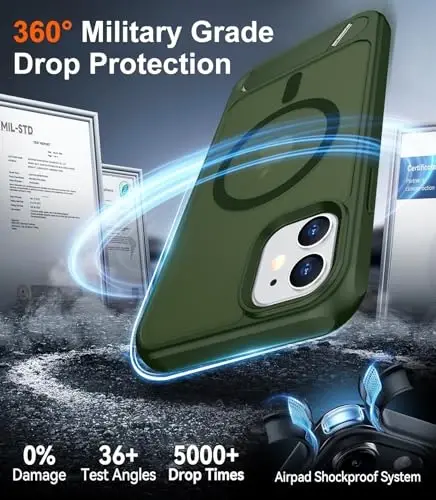 Temdan Magnetic iPhone 11 Phone Case bilan mos, [O'rnatilgan ko'rinmas tirgak][MagSafe bilan mos] [Harbiy darajadagi zarbaga chidamli] Yupqa yarim shaffof matli iPhone 11 6.1
