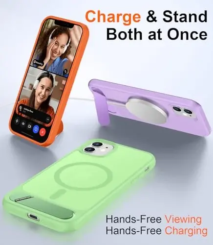 Temdan Magnetic iPhone 11 Phone Case bilan mos, [O'rnatilgan ko'rinmas tirgak][MagSafe bilan mos] [Harbiy darajadagi zarbga chidamli] Yupqa shaffof matli iPhone 11 6.1