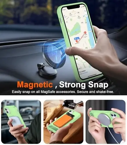 Temdan Magnetic iPhone 11 Phone Case bilan mos, [O'rnatilgan ko'rinmas tirgak][MagSafe bilan mos] [Harbiy darajadagi zarbga chidamli] Yupqa shaffof matli iPhone 11 6.1