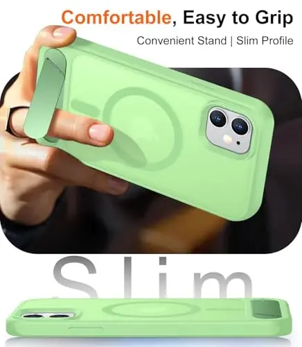 Temdan Magnetic iPhone 11 Phone Case bilan mos, [O'rnatilgan ko'rinmas tirgak][MagSafe bilan mos] [Harbiy darajadagi zarbga chidamli] Yupqa shaffof matli iPhone 11 6.1