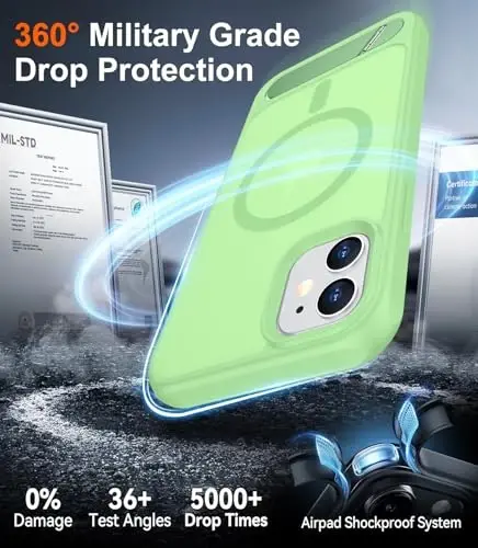 Temdan Magnetic iPhone 11 Phone Case bilan mos, [O'rnatilgan ko'rinmas tirgak][MagSafe bilan mos] [Harbiy darajadagi zarbga chidamli] Yupqa shaffof matli iPhone 11 6.1