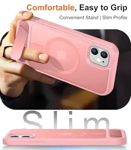 Temdan Magnetic iPhone 11 Phone Case bilan mos, [O'rnatilgan ko'rinmas tirgak][MagSafe bilan mos] [Harbiy darajadagi zarbga chidamli] Yupqa yarim shaffof matli iPhone 11 6.1