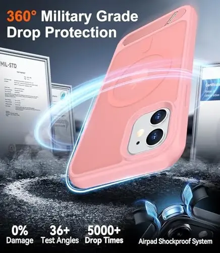 Temdan Magnetic iPhone 11 Phone Case bilan mos, [O'rnatilgan ko'rinmas tirgak][MagSafe bilan mos] [Harbiy darajadagi zarbga chidamli] Yupqa yarim shaffof matli iPhone 11 6.1
