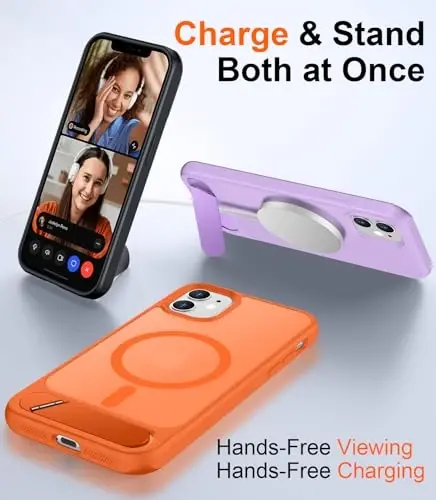 Temdan Magnetic iPhone 11 telefon g'ilofi bilan mos, [O'rnatilgan ko'rinmas tirgak][MagSafe bilan mos] [Harbiy darajadagi zarbga chidamli] Yengil yarim shaffof matli telefon g'ilofi iPhone 11 6.1