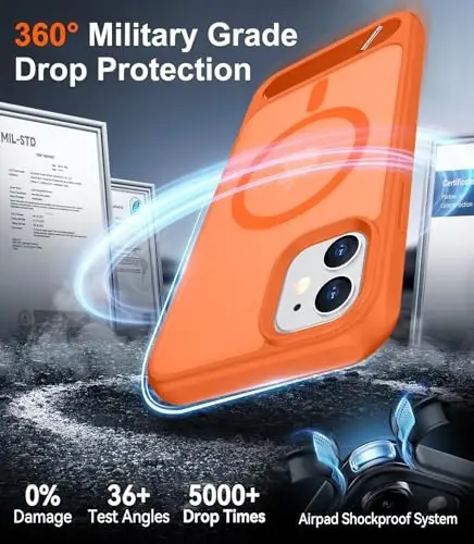 Temdan Magnetic iPhone 11 telefon g'ilofi bilan mos, [O'rnatilgan ko'rinmas tirgak][MagSafe bilan mos] [Harbiy darajadagi zarbga chidamli] Yengil yarim shaffof matli telefon g'ilofi iPhone 11 6.1