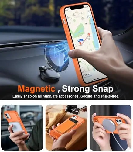 Temdan Magnetic iPhone 11 telefon g'ilofi bilan mos, [O'rnatilgan ko'rinmas tirgak][MagSafe bilan mos] [Harbiy darajadagi zarbga chidamli] Yengil yarim shaffof matli telefon g'ilofi iPhone 11 6.1