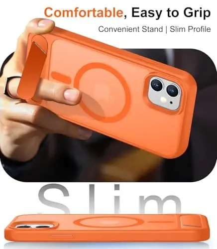 Temdan Magnetic iPhone 11 telefon g'ilofi bilan mos, [O'rnatilgan ko'rinmas tirgak][MagSafe bilan mos] [Harbiy darajadagi zarbga chidamli] Yengil yarim shaffof matli telefon g'ilofi iPhone 11 6.1
