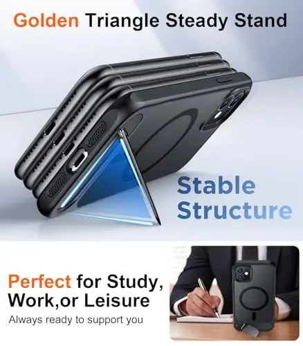 Temdan Magnetic iPhone 11 uchun gʻilof, [Oʻrnatilgan koʻrinmas tirgak] [MagSafe bilan mos] [Harbiy darajadagi zarbaga chidamli] Yupqa shaffof matli iPhone 11 6.1