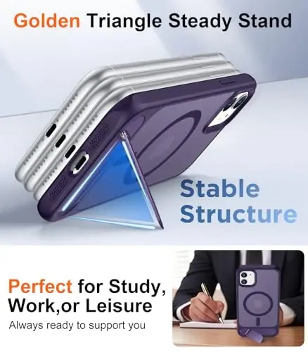 Temdan Magnetic iPhone 11 uchun g'ilof, [O'rnatilgan ko'rinmas tirgak][MagSafe bilan mos] [Harbiy darajadagi zarbga chidamli] Yengil yarim shaffof matli iPhone 11 6.1