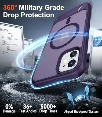 Temdan Magnetic iPhone 11 uchun g'ilof, [O'rnatilgan ko'rinmas tirgak][MagSafe bilan mos] [Harbiy darajadagi zarbga chidamli] Yengil yarim shaffof matli iPhone 11 6.1