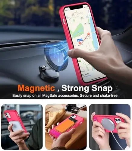 Temdan Magnetic iPhone 11 uchun mos keladigan telefon g'ilofi, [O'rnatilgan ko'rinmas tirgak] [MagSafe bilan mos] [Harbiy darajadagi zarbga chidamli] Yupqa shaffof matli iPhone 11 6.1
