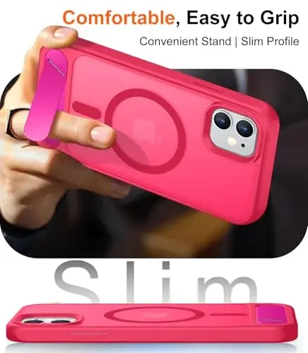 Temdan Magnetic iPhone 11 uchun mos keladigan telefon g'ilofi, [O'rnatilgan ko'rinmas tirgak] [MagSafe bilan mos] [Harbiy darajadagi zarbga chidamli] Yupqa shaffof matli iPhone 11 6.1