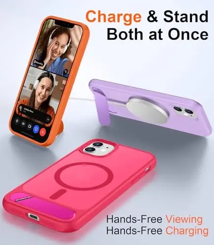 Temdan Magnetic iPhone 11 uchun mos keladigan telefon g'ilofi, [O'rnatilgan ko'rinmas tirgak] [MagSafe bilan mos] [Harbiy darajadagi zarbga chidamli] Yupqa shaffof matli iPhone 11 6.1